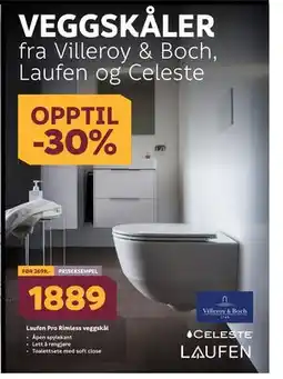 Megaflis Laufen Pro Rimless veggskål., NOK 1889 tilbud