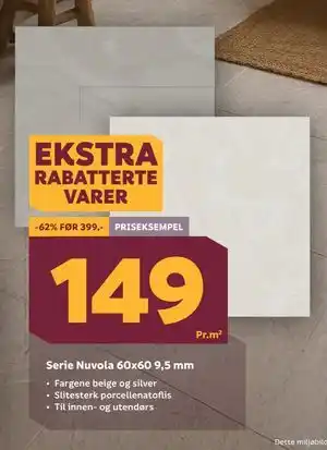 Megaflis Serie Nuvola 60x60 9,5 mm., NOK 149 tilbud