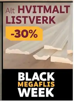 Megaflis Alt HVITMALT LISTVERK tilbud