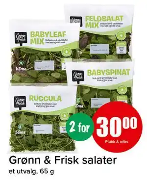Grønn & Frisk salater, NOK 30