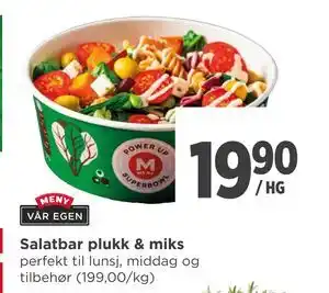 Meny Salatbar plukk & miks, NOK 19.9 tilbud