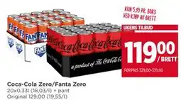 Meny Coca-Cola Zero/Fanta Zero, NOK 119 tilbud
