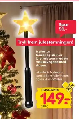 Rusta Tryllestav Tenner og slukker juletrelysene med en rask bevegelse med staven. tilbud
