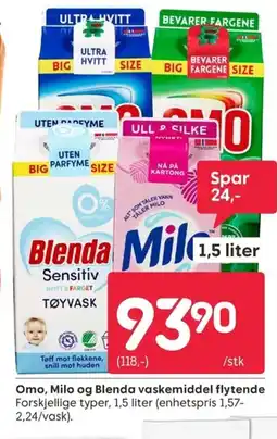 Rusta Omo, Milo og Blenda vaskemiddel flytende tilbud