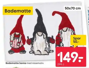 Rusta Badematte Santa med nissemotiv. tilbud