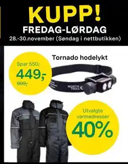 Felleskjøpet Tornado hodelykt, NOK 449 tilbud