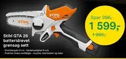 Felleskjøpet Stihl GTA 26 batteridrevet grensag sett, NOK 1599 tilbud