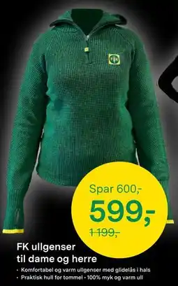 Felleskjøpet FK ullgenser til dame og herre, NOK 599 tilbud