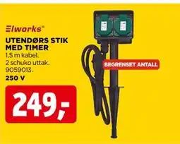 jem & fix UTENDØRS STIK MED TIMER, NOK 249 tilbud