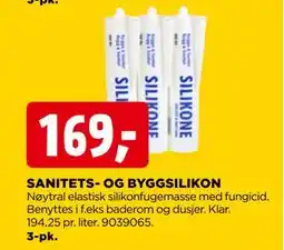 jem & fix SANITETS- OG BYGGSILIKON, NOK 169 tilbud