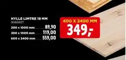 jem & fix HYLLE LIMTRE 18 MM, NOK 349 tilbud
