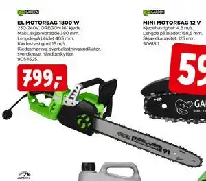 jem & fix EL MOTORSAG 1800 W, NOK 799 tilbud