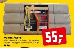jem & fix VEDBRIKETTER, NOK 55 tilbud