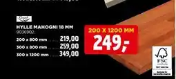 jem & fix HYLLE MAHOGNI 18 MM, NOK 249 tilbud