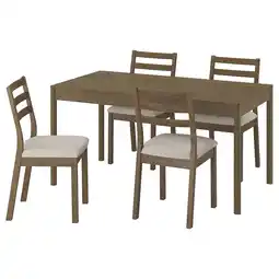 IKEA Tonstad / tonstad Bord og 4 stoler, brun eikefiner/brun eikemønstret Fridtuna lys beige, 150x80 cm tilbud