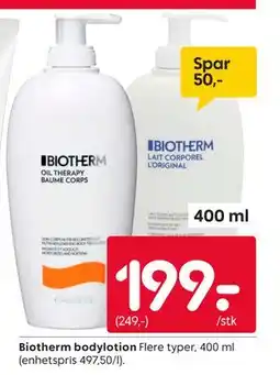 Rusta Biotherm bodylotion, NOK 199 tilbud