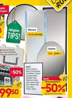 Rusta Speil, Medlemspris tilbud