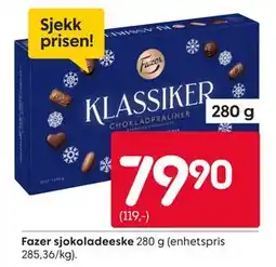 Rusta Fazer sjokoladeeske, NOK 79.9 tilbud