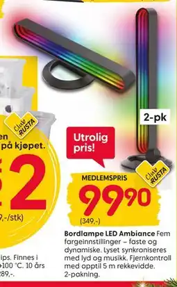 Rusta Bordlampe LED Ambiance, Medlemspris tilbud