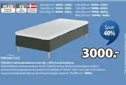 JYSK FJELNA F rammemadrass svart-06 + KOLA overmadrass tilbud