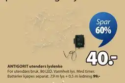 JYSK ANTIGORIT utendørs lyslenke, NOK 40 tilbud