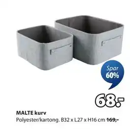 JYSK MALTE kurv, NOK 68 tilbud