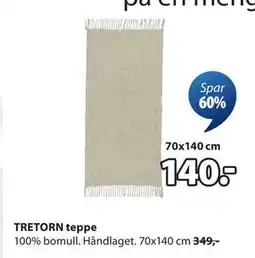 JYSK TRETORN teppe, NOK 140 tilbud