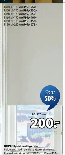 JYSK HOPEN lystett rullegardin tilbud