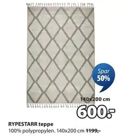 JYSK RYPESTARR teppe, NOK 600 tilbud