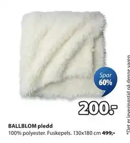 JYSK BALLBLOM pledd, NOK 200 tilbud