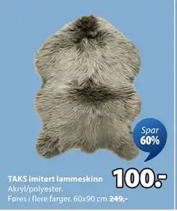 JYSK TAKS imitert lammeskinn, NOK 100 tilbud