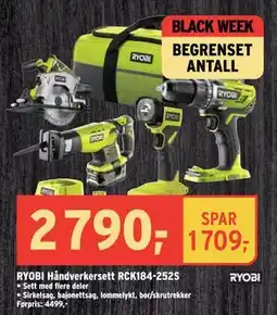 Montér RYOBI Håndverkersett RCK184-2525, NOK 2790 tilbud