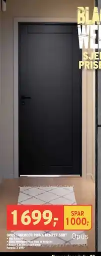 Montér OPUS INNERDØR PRIMA DEMPET SORT, NOK 1699 tilbud