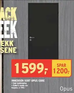 Montér INNERDØR SORT OPUS CORE, NOK 1599 tilbud