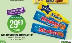 Kiwi NIDAR SJOKOLADEPLATER, NOK 29.9 tilbud