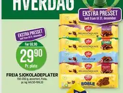 Kiwi FREIA SJOKOLADEPLATER, NOK 29.9 tilbud