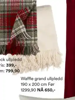 Kid Interiør Waffle grand ullpledd 190 x 200 cm, NOK 650 tilbud