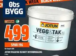 Obs Bygg JOTUN VEGG&TAK 05/MATT INTERIØRMALING, NOK 499 tilbud