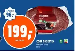 Coop Obs COOP OKSESTEK, NOK 199 tilbud