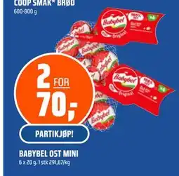 Coop Obs BABYBEL OST MINI, NOK 70 tilbud