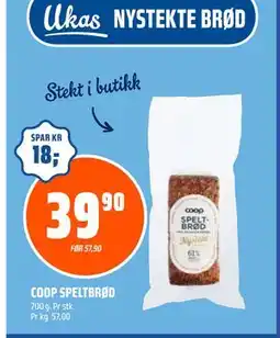 Coop Obs COOP SPELTBRØD, NOK 39.9 tilbud