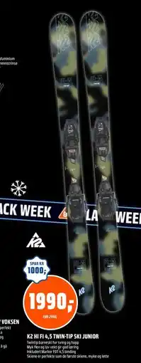 Coop Obs K2 HI FI 4,5 TWIN-TIP SKI JUNIOR, NOK 1990 tilbud