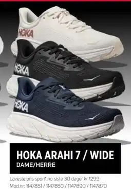Sport 1 HOKA ARAHI 7 / WIDE, NOK 999 tilbud