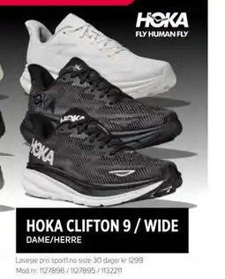Sport 1 HOKA CLIFTON 9 / WIDE, NOK 999 tilbud