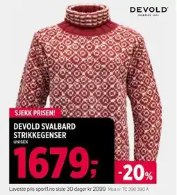Sport 1 DEVOLD SVALBARD STRIKKEGENSER, NOK 1679 tilbud