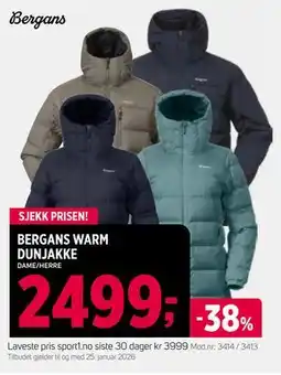 Sport 1 BERGANS WARM DUNJAKKE, NOK 2499 tilbud