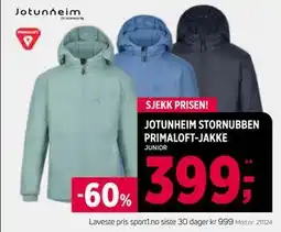 Sport 1 JOTUNHEIM STORNUBBEN PRIMALOFT-JAKKE, NOK 399 tilbud