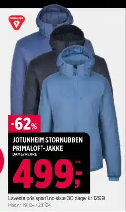 Sport 1 JOTUNHEIM STORNUBBEN PRIMALOFT-JAKKE, NOK 499 tilbud