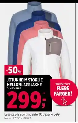 Sport 1 JOTUNHEIM STORLIE MELLOMLAGSJAKKE, NOK 299 tilbud