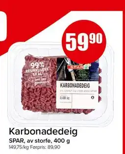 Spar Karbonadedeig, NOK 59.9 tilbud